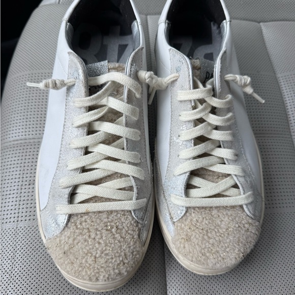 Sz 39 P448 White and Cream Textured Sneakers - Picture 1 of 7